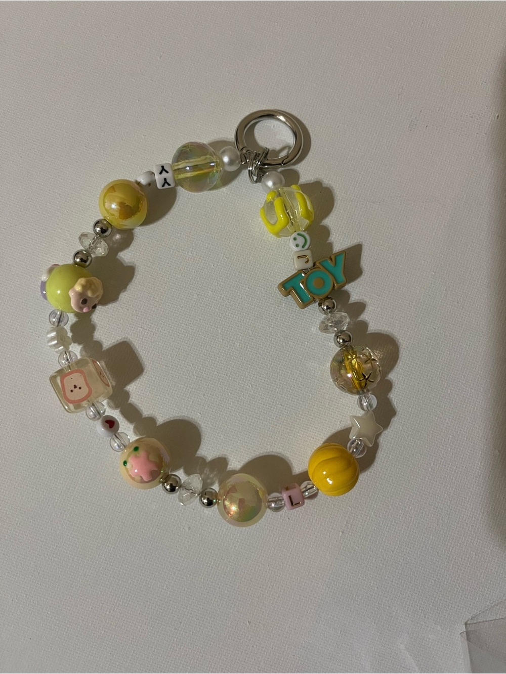 Yellow Beaded 'TOY' Phone/Keychain Charm